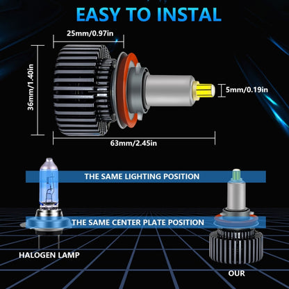 V2 1 Pair H7 35W 6000K 4000LM Car 6 Sides LED Headlight(Cool White) - LED Headlamps by buy2fix | Online Shopping UK | buy2fix