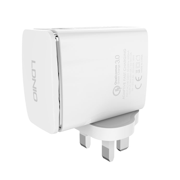 LDNIO A1301Q 2 in 1 18W QC3.0 USB Interface Travel Charger Mobile Phone Charger with 8 Pin Data Cable, UK Plug - USB Charger by LDNIO | Online Shopping UK | buy2fix