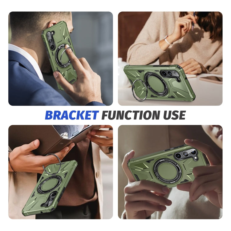 For Samsung Galaxy S24 5G MagSafe Magnetic Shockproof Phone Case with Ring Holder(Dark Green) - Galaxy S24 5G Cases by buy2fix | Online Shopping UK | buy2fix