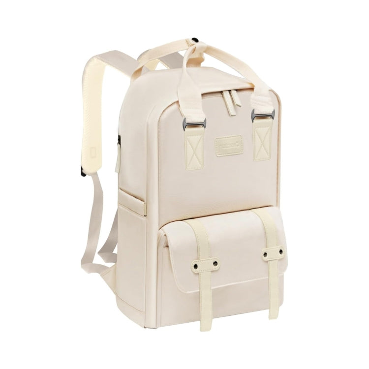 Cwatcun D78 Camera Laptop Backpack Bag With Detachable Insert Camera Case(Creamy White) - Backpack by Cwatcun | Online Shopping UK | buy2fix