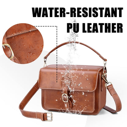 Cwatcun D80 Retro Leather Camera Shoulder Bag, Size:25.5 x 18.5 x 12.5cm Faux Leather Medium(Brown) - Strap Satchel by Cwatcun | Online Shopping UK | buy2fix