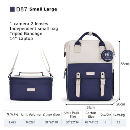 Cwatcun D87 Color Matching Camera Backpack Large Capacity Photography Bag, Size:38 x 31 x 20cm Small(Blue) - Backpack by Cwatcun | Online Shopping UK | buy2fix