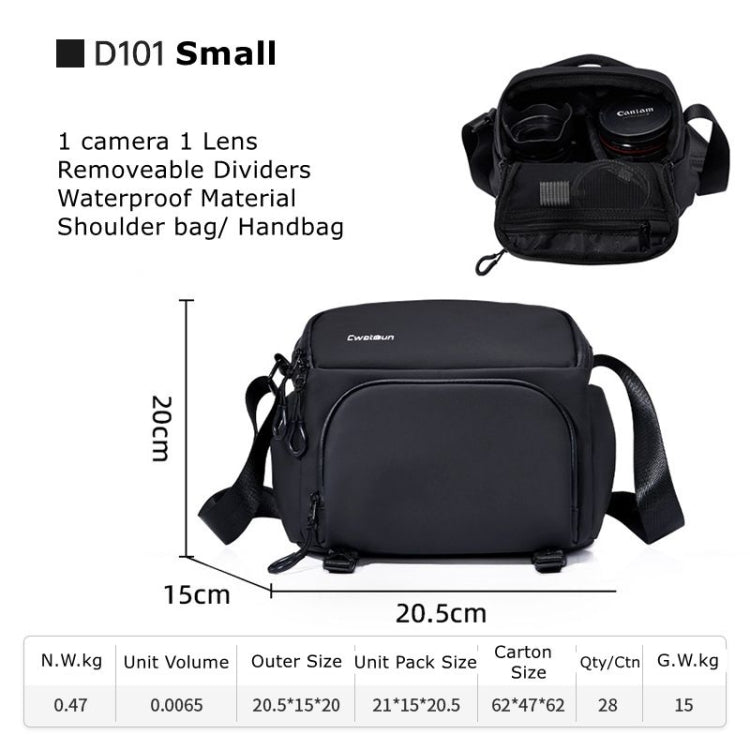 Cwatcun D101 Crossbody Camera Bag Photography Lens Shoulder Bag, Size:20 x 20.5 x 15cm(Black) - Strap Satchel by Cwatcun | Online Shopping UK | buy2fix