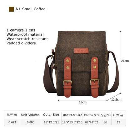 Cwatcun N1 Retro Multifunctional Canvas Waterproof Digital Camera Photography Bag, Size:18 x 12.5 x 21cm Coffee - Strap Satchel by Cwatcun | Online Shopping UK | buy2fix