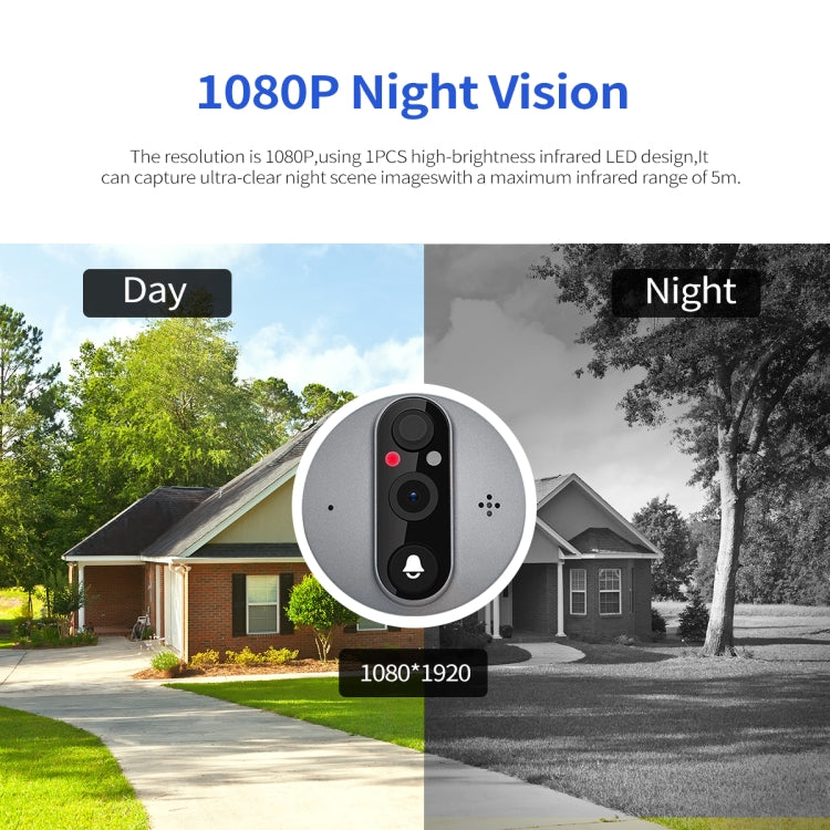 ESCAM C87 1080P 4.3 inch Smart WiFi Digital Door Viewer Supports Wide-Angle PIR & Night Vision & Dingdong Photo(White) - Video DoorBell by ESCAM | Online Shopping UK | buy2fix