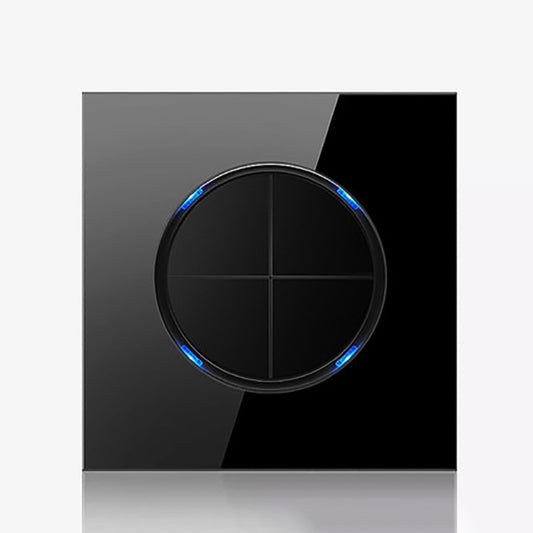 86mm Round LED Tempered Glass Switch Panel, Black Round Glass, Style:Four Open Dual Control - Consumer Electronics by buy2fix | Online Shopping UK | buy2fix