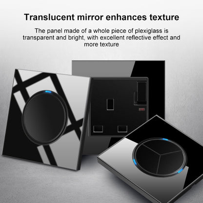 86mm Round LED Tempered Glass Switch Panel, Black Round Glass, Style:Dual Computer Socket - Consumer Electronics by buy2fix | Online Shopping UK | buy2fix