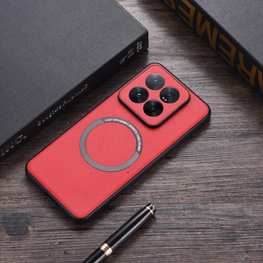 For Xiaomi 14 Pro Cloth Texture PU MagSafe Magnetic Phone Case(Red) - 14 Pro Cases by buy2fix | Online Shopping UK | buy2fix
