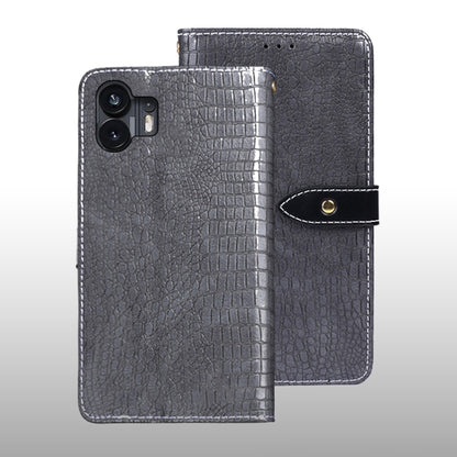 For Nothing Phone 2 idewei Crocodile Texture Leather Phone Case(Grey) - More Brand by idewei | Online Shopping UK | buy2fix