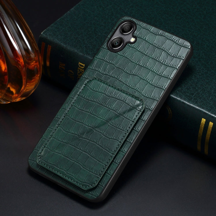 For Samsung Galaxy S23 FE 5G Denior Imitation Crocodile Leather Back Phone Case with Holder(Green) - Galaxy S23 FE 5G Cases by Denior | Online Shopping UK | buy2fix