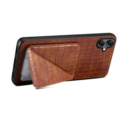 For Samsung Galaxy S23 Ultra 5G Denior Imitation Crocodile Leather Back Phone Case with Holder(Brown) - Galaxy S23 Ultra 5G Cases by Denior | Online Shopping UK | buy2fix