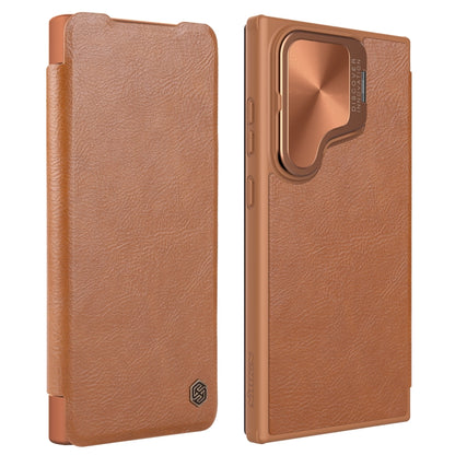 For Samsung Galaxy S24 5G NILLKIN Qin Prop Series Flip Camera Cover Design Leather Phone Case(Brown) - Galaxy S24 5G Cases by NILLKIN | Online Shopping UK | buy2fix