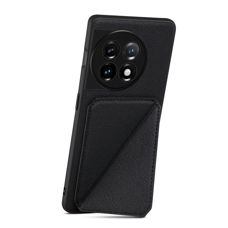 For OnePlus Nord CE 3 5G / OPPO K11 Denior Imitation Calf Leather Back Phone Case with Holder(Black) - OnePlus Cases by Denior | Online Shopping UK | buy2fix