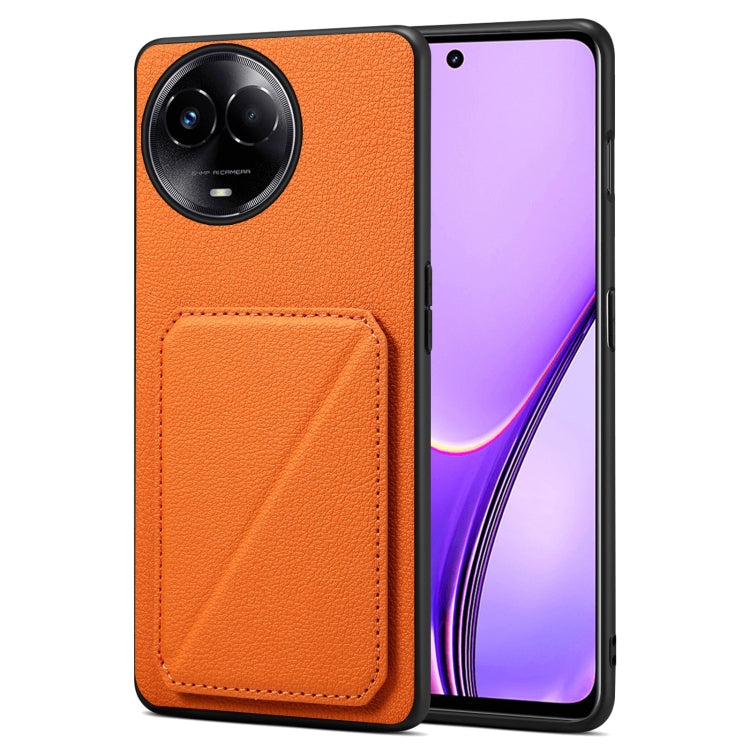 For Realme Narzo 60X / 11 5G / 11x Denior Imitation Calf Leather Back Phone Case with Holder(Orange) - Realme Cases by Denior | Online Shopping UK | buy2fix