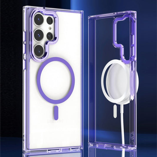 For Samsung Galaxy S24 Ulltra 5G MagSafe Clear Acrylic Hybrid TPU Phone Case(Purple) - Galaxy S24 Ultra 5G Cases by buy2fix | Online Shopping UK | buy2fix