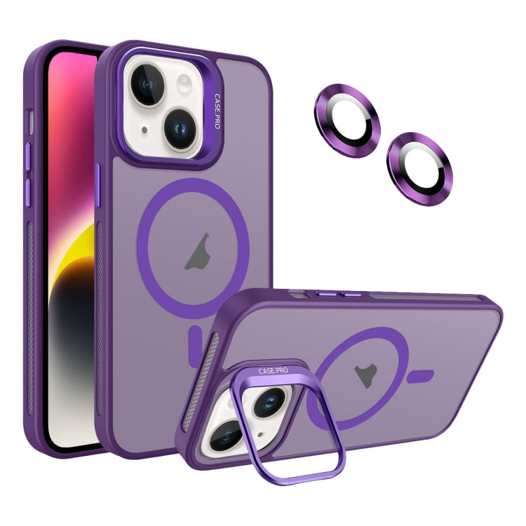 For iPhone 14 Plus Invisible Lens Holder MagSafe Phone Case(Dark Purple) - iPhone 14 Plus Cases by buy2fix | Online Shopping UK | buy2fix