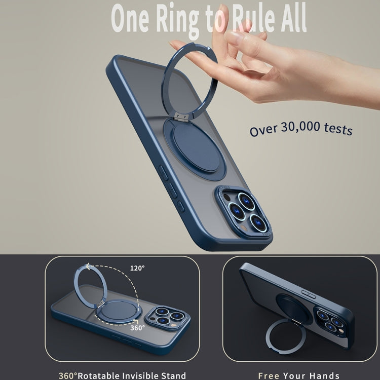 For iPhone 15 Pro Max 360-degree Rotating MagSafe Magnetic Holder Phone Case(Navy Blue) - iPhone 15 Pro Max Cases by buy2fix | Online Shopping UK | buy2fix