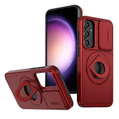 For Samsung Galaxy S23 5G Camshield MagSafe Ring Holder Armor Phone Case(Red) - Galaxy S23 5G Cases by buy2fix | Online Shopping UK | buy2fix