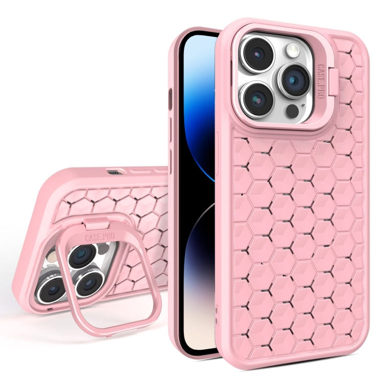 For iPhone 14 Pro Max Honeycomb Radiating Lens Holder Magsafe Phone Case(Pink) - iPhone 14 Pro Max Cases by buy2fix | Online Shopping UK | buy2fix