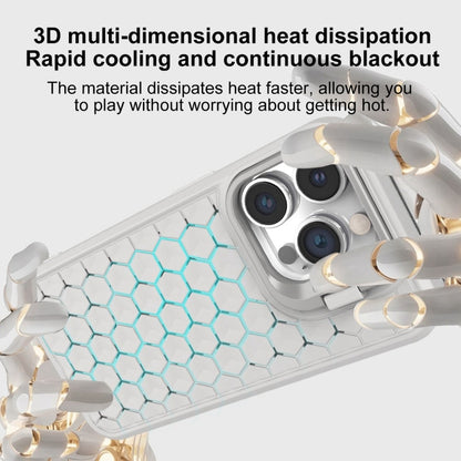 For iPhone 15 Pro Honeycomb Radiating Lens Holder Magsafe Phone Case(Grey) - iPhone 15 Pro Cases by buy2fix | Online Shopping UK | buy2fix