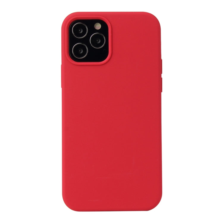 For iPhone 12 / 12 Pro Solid Color Liquid Silicone Shockproof Protective Case(Carmine) - iPhone 12 / 12 Pro Cases by buy2fix | Online Shopping UK | buy2fix