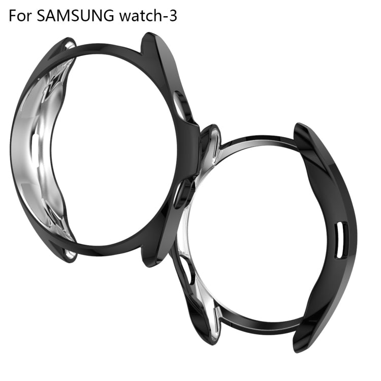 For Samsung Galaxy Watch 3 41mm Electroplating Hollow Half-pack TPU Protective Case(Black) - Watch Cases by ENKAY | Online Shopping UK | buy2fix