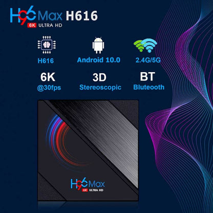 H96 Max 6K Ultra HD Smart TV Box with Remote Controller, Android 10.0, Allwinner H616 Quad Core ARM Cortex-A53, 2GB+16GB, Support TF Card / USBx2 / AV / HDMI / WIFI, US Plug - Consumer Electronics by buy2fix | Online Shopping UK | buy2fix