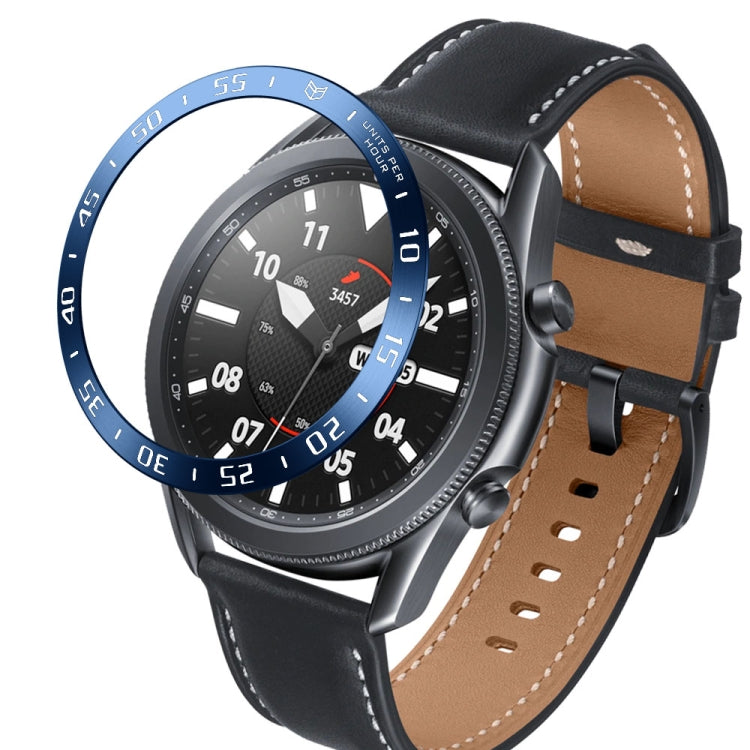 For Samsung Galaxy Watch 3 45mm Smart Watch Steel Bezel Ring, A Version(Blue Ring White Letter) - Watch Cases by ENKAY | Online Shopping UK | buy2fix