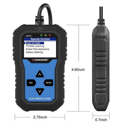 KONNWEI KW350 OBDII 12V Car Diagnostics Detector Scanner with 2 inch Black And White Display Screen V007 for Audi / Volkswagen - In Car by KONNWEI | Online Shopping UK | buy2fix