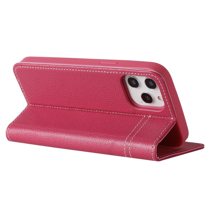 For iPhone 12 mini GEBEI Top-grain Leather Horizontal Flip Protective Case with Holder & Card Slots (Rose Red) - iPhone 12 mini Cases by GEBEI | Online Shopping UK | buy2fix