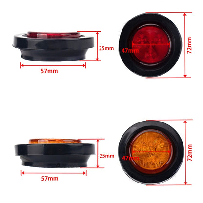 8 PCS Truck Trailer Red & Amber LED 2 inch Round Side Marker Clearance Tail Light Kits with Heat Shrink Tube - Fog / Driving Lights by buy2fix | Online Shopping UK | buy2fix