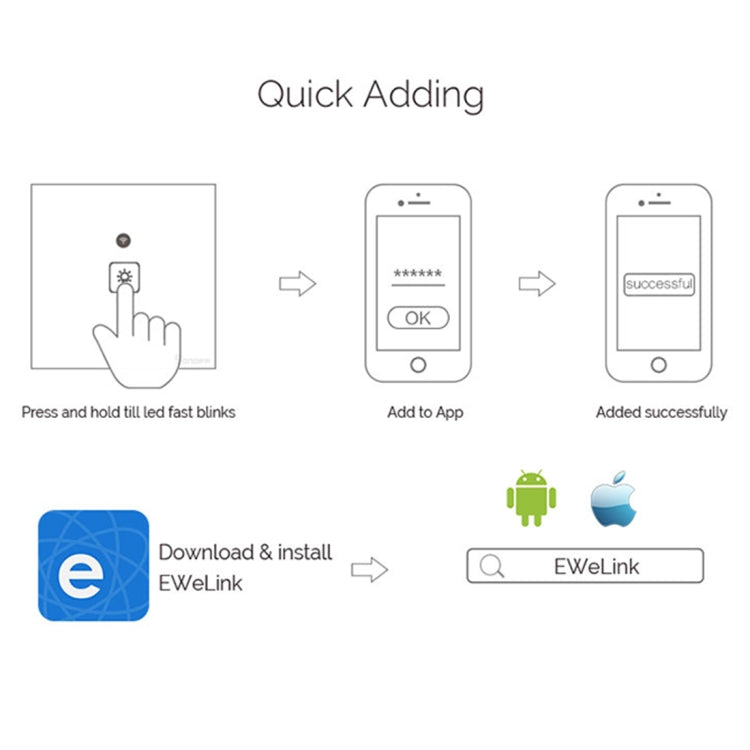 WS-US-02 EWeLink APP & Touch Control 2A 2 Gangs Tempered Glass Panel Smart Wall Switch, AC 90V-250V, US Plug - Consumer Electronics by buy2fix | Online Shopping UK | buy2fix