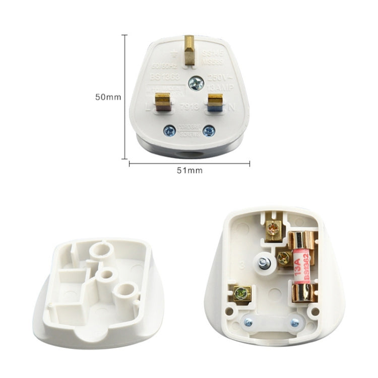Three-pin 13A Power Wiring Plug With Fuse Tube, UK Plug - Consumer Electronics by buy2fix | Online Shopping UK | buy2fix