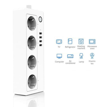 4 x USB Ports + 4 x EU Plug Jack 16A Max Output WiFi Remote Control Smart Power Socket Works with Alexa & Google Home & IFTTT, AC 230V, EU Plug - Consumer Electronics by buy2fix | Online Shopping UK | buy2fix