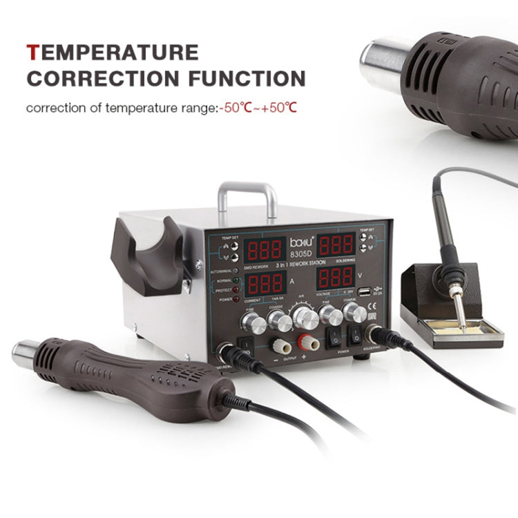 BAKU ba-8305D 110V 3 in 1 4 Digital Display Hot Air Gun Set, US Plug - Electric Soldering Iron by BAKU | Online Shopping UK | buy2fix