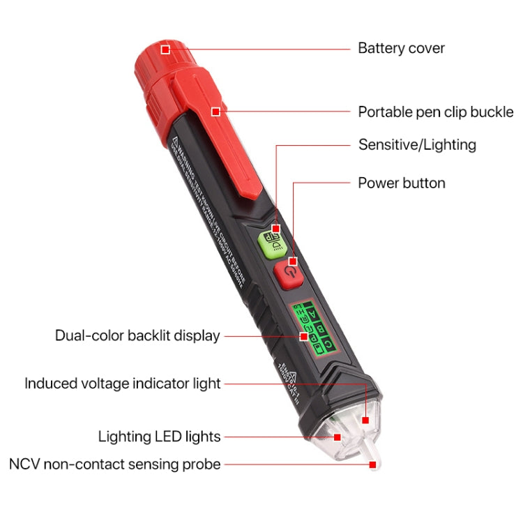 HABOTEST HT100P Non Contact 3 Phase Rotation Indicator AC LCD Display Detector Pen Tester - Digital Multimeter by HABOTEST | Online Shopping UK | buy2fix