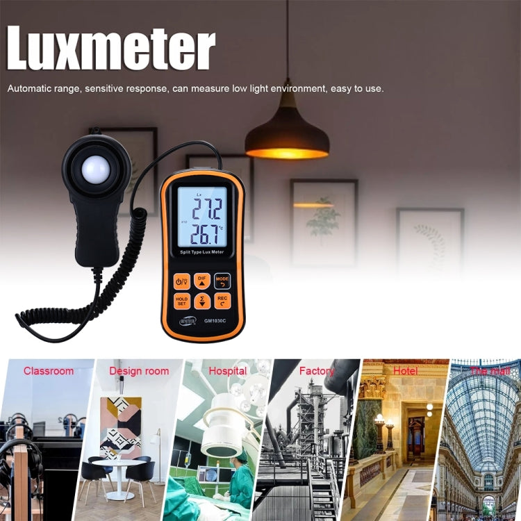 BENETECH GM1030C Portable Split Digital Illuminometer LUX Meter - Light & Sound Meter by BENETECH | Online Shopping UK | buy2fix