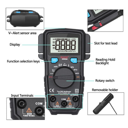 BSIDE ADM66 Handheld Household 6000 Count AC / DC Current Voltage Capacitor Automatic Range Multimeter with LCD Backlight & Card Slot Function - Digital Multimeter by BSIDE | Online Shopping UK | buy2fix