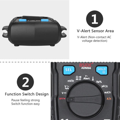 BSIDE ADM66 Handheld Household 6000 Count AC / DC Current Voltage Capacitor Automatic Range Multimeter with LCD Backlight & Card Slot Function - Digital Multimeter by BSIDE | Online Shopping UK | buy2fix