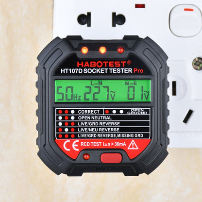 HABOTESA HT107D Multifunctional Digital Display Socket Tester (EU Plug) - Consumer Electronics by buy2fix | Online Shopping UK | buy2fix