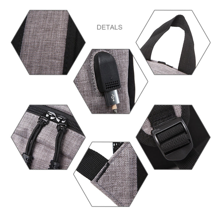 Universal Multi-Function Oxford Cloth Laptop Shoulders Bag Backpack with External USB Charging Port, Size: 46x32x12cm, For 15.6 inch and Below Macbook, Samsung, Lenovo, Sony, DELL Alienware, CHUWI, ASUS, HP(Grey) - Backpack by buy2fix | Online Shopping UK | buy2fix