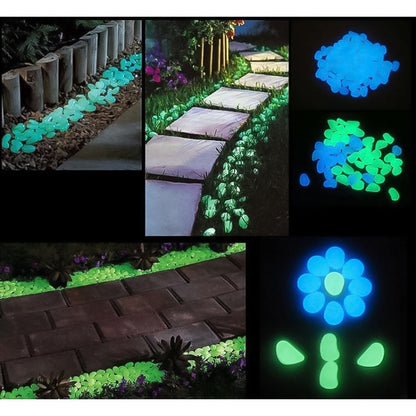 100 PCS Glow in The Dark Garden Pebbles for Walkways & Decoration and Plants Luminous Stones(Baby Blue) - Home & Garden by buy2fix | Online Shopping UK | buy2fix