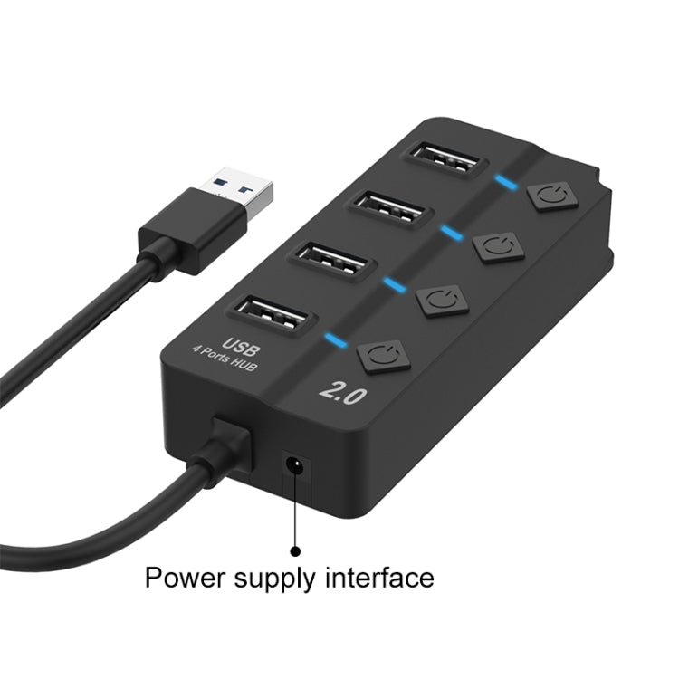 Onten 5301 USB 3.0 Male to 4 USB 2.0 Female Splitter Extender with Independent Switch - USB 2.0 HUB by Onten | Online Shopping UK | buy2fix