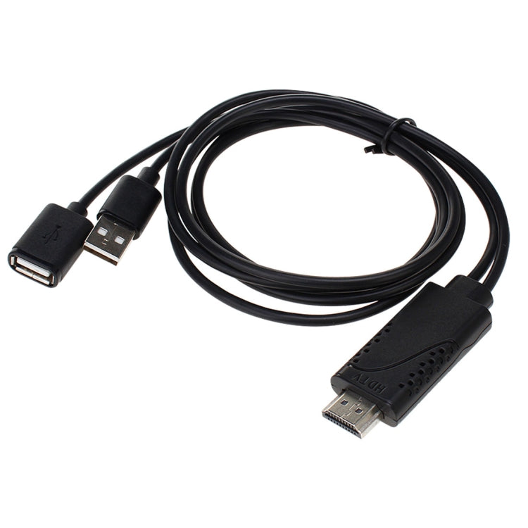 USB Male + USB 2.0 Female to HDMI Phone to HDTV Adapter Cable(Black) - Video & Audio Cable by buy2fix | Online Shopping UK | buy2fix