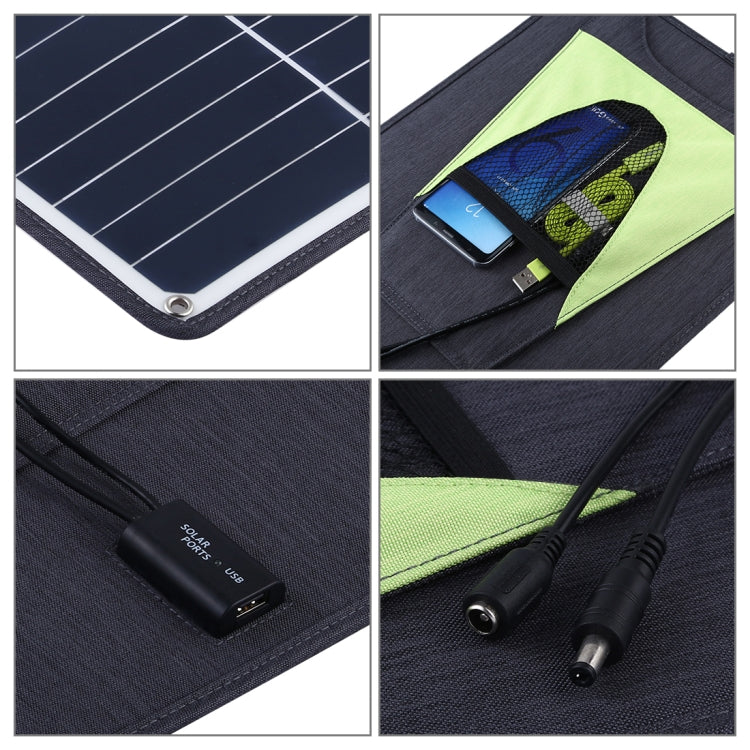 HAWEEL 4 PCS 20W Monocrystalline Silicon Solar Power Panel Charger, with USB Port & Holder & Tiger Clip, Support QC3.0 and AFC(Black) - Charger by HAWEEL | Online Shopping UK | buy2fix