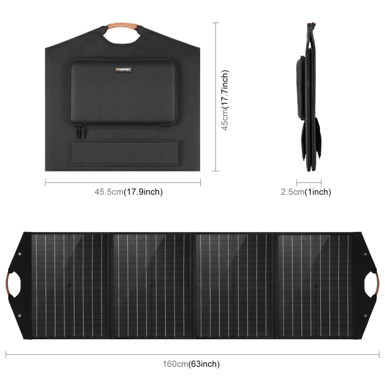 HAWEEL 100W Foldable Solar Panel Charger Travel Folding Bag (Black) - Consumer Electronics by HAWEEL | Online Shopping UK | buy2fix