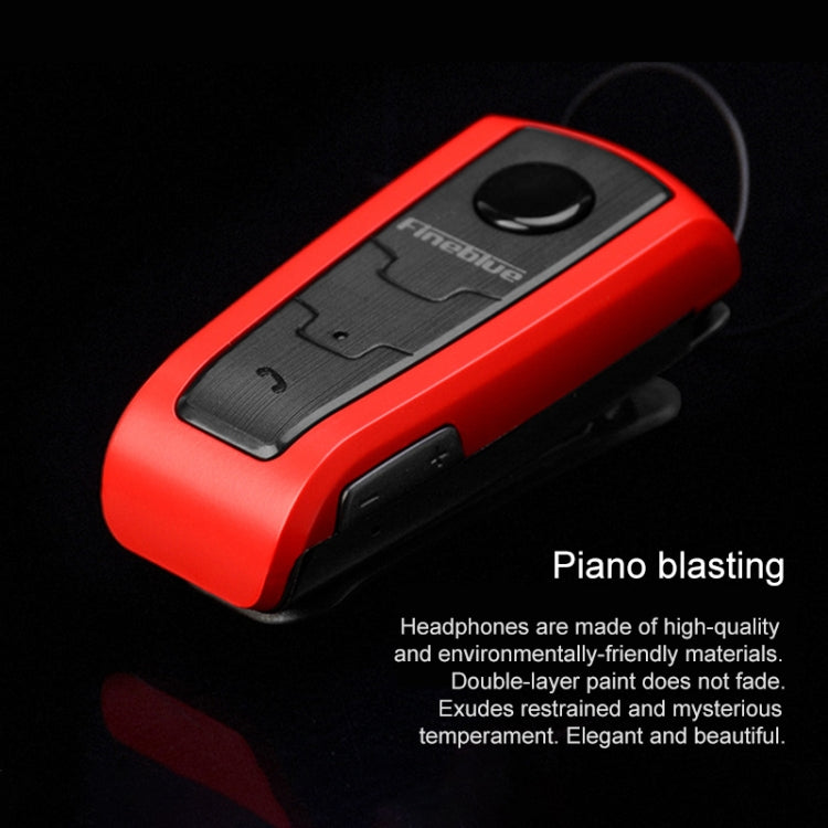 Fineblue F910 CSR4.1 Retractable Cable Caller Vibration Reminder Anti-theft Bluetooth Headset(Red) - Bluetooth Earphone by Fineblue | Online Shopping UK | buy2fix