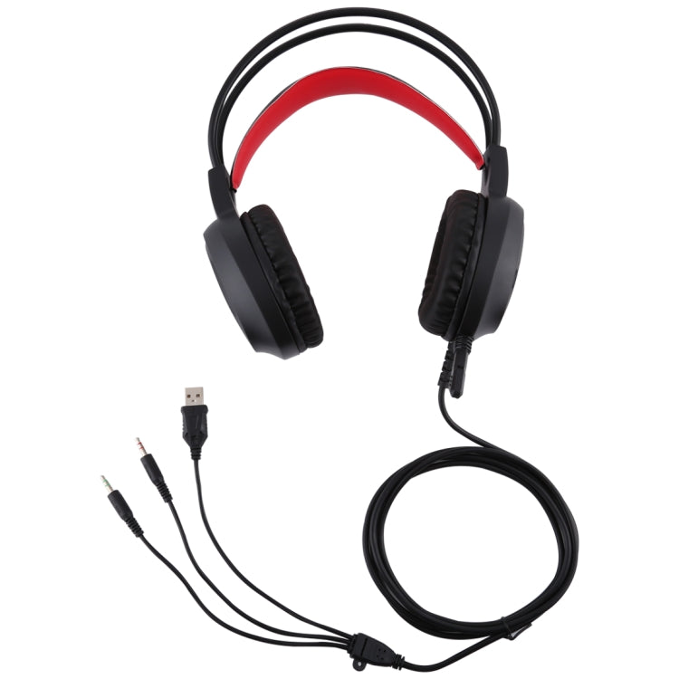 HAMTOD V1000 Dual-3.5mm Plug Interface Gaming Headphone Headset with Mic & LED Light, Cable Length: 2.1m(Red) -  by HAMTOD | Online Shopping UK | buy2fix