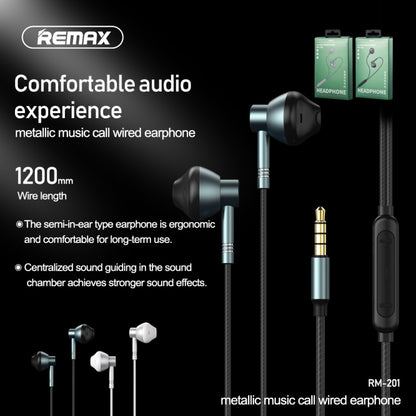 REMAX RM-201 In-Ear Stereo Metal Music Earphone with Wire Control + MIC, Support Hands-free(Silver) - Normal Style Earphone by REMAX | Online Shopping UK | buy2fix