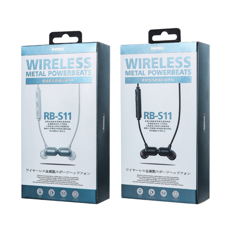 REMAX RB-S11 Lotune Series Wireless Metal Powerbears V5.0 Bluetooth Earphone (Black) - Neck-mounted Earphone by REMAX | Online Shopping UK | buy2fix